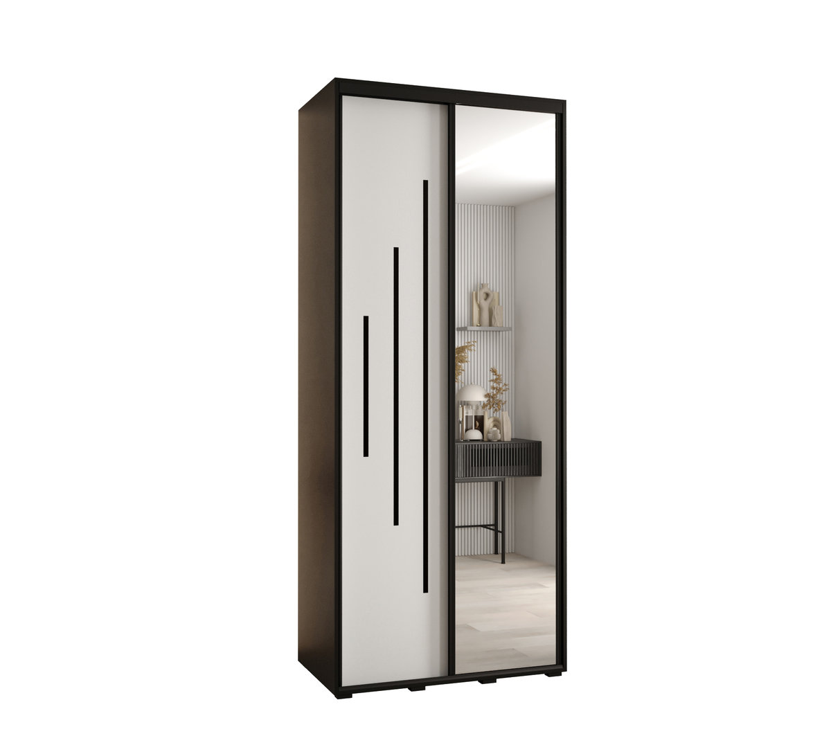 Szafa przesuwna wysoka Davos 13 100 gł. 45 czarny + biały + czarny