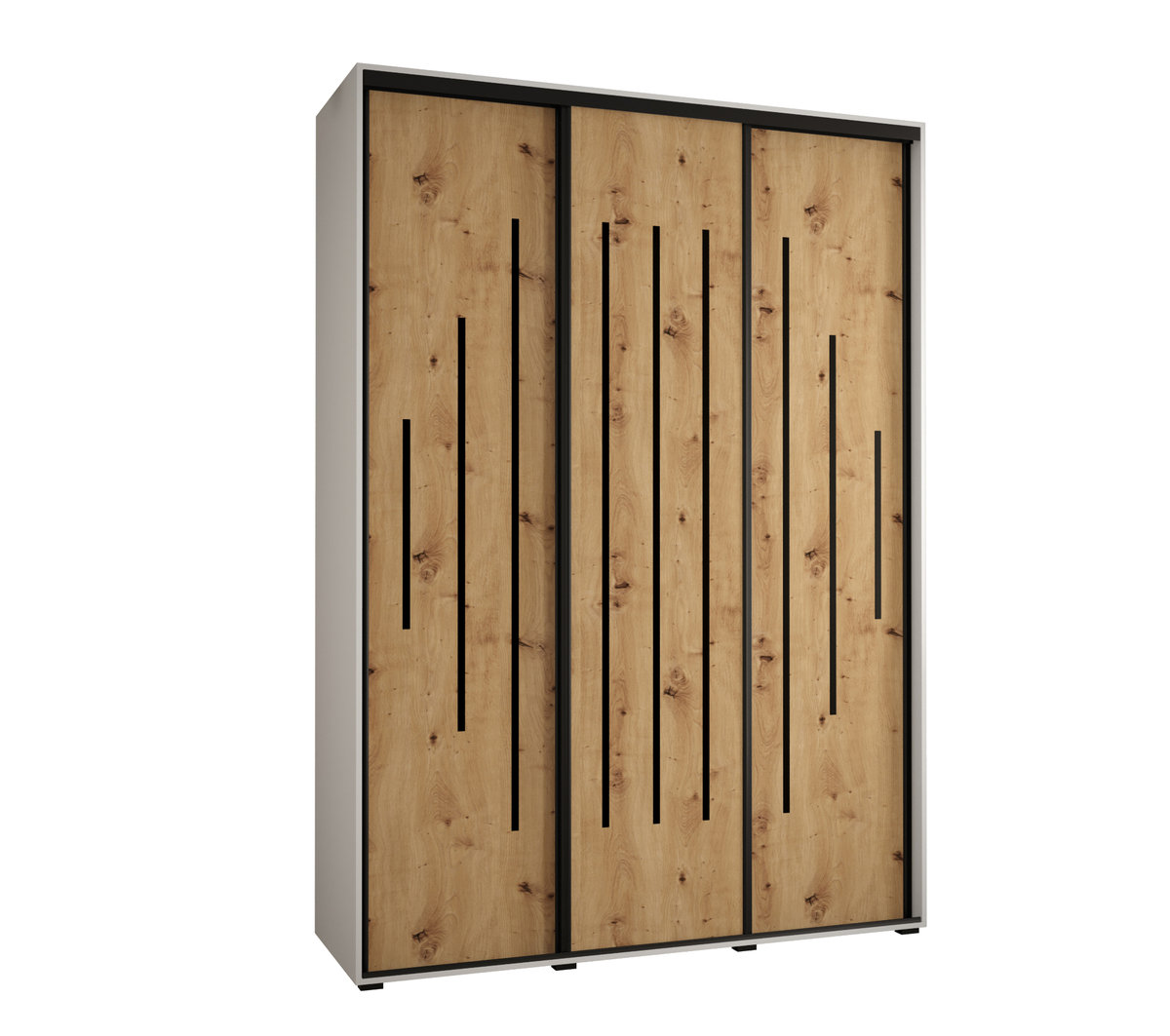 Szafa przesuwna wysoka Davos 12 180 gł. 60 biały + artisan + czarny