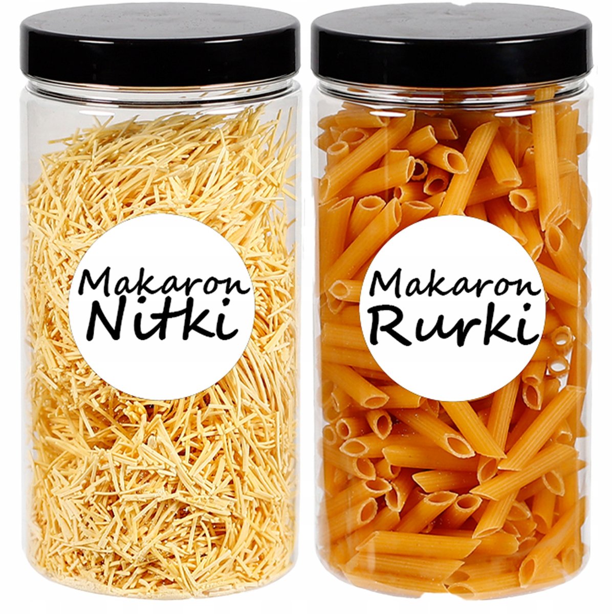 POJEMNIK PLASTIKOWY SŁOIK NA ŻYWNOŚĆ 1,25L 2 SZTUKI +ETYKIETY