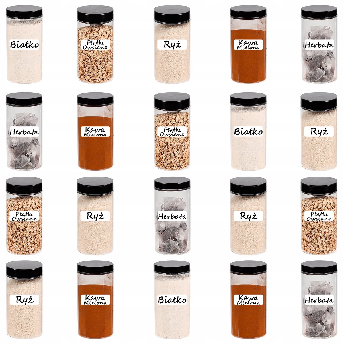 SŁOIK PLASTIKOWY 500ML POJEMNIK NA ŻYWNOŚĆ 20SZTUK + ETYKIETY