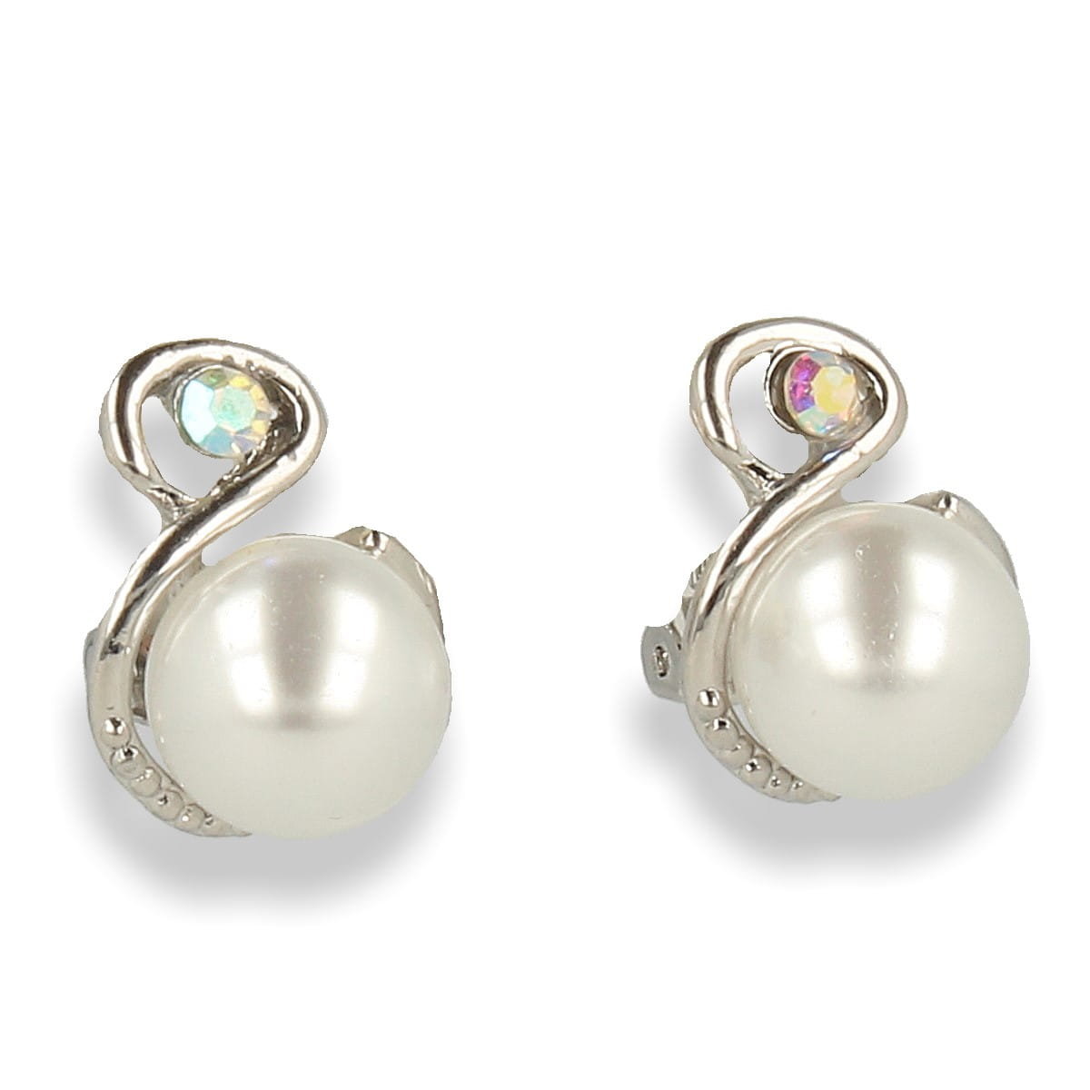 Klipsy do uszu z perełką i cyrkonią srebrne