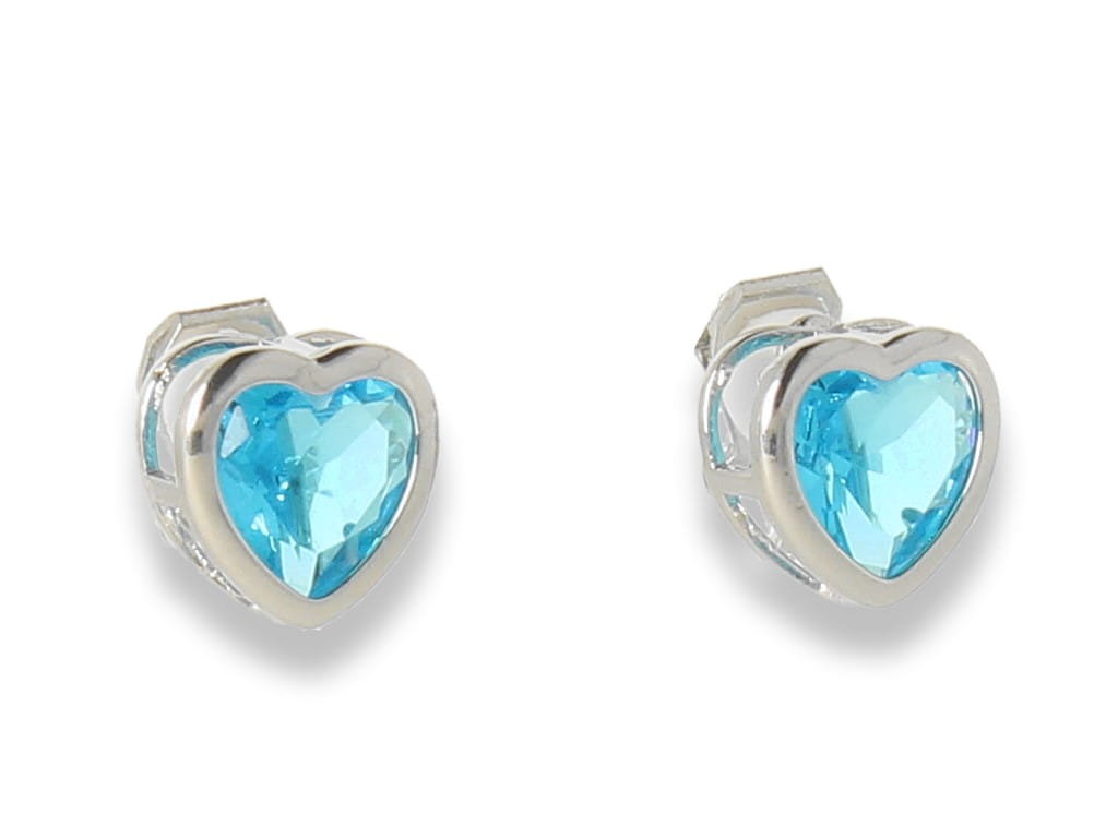 Klipsy do uszu srebrne serduszka turkusowe