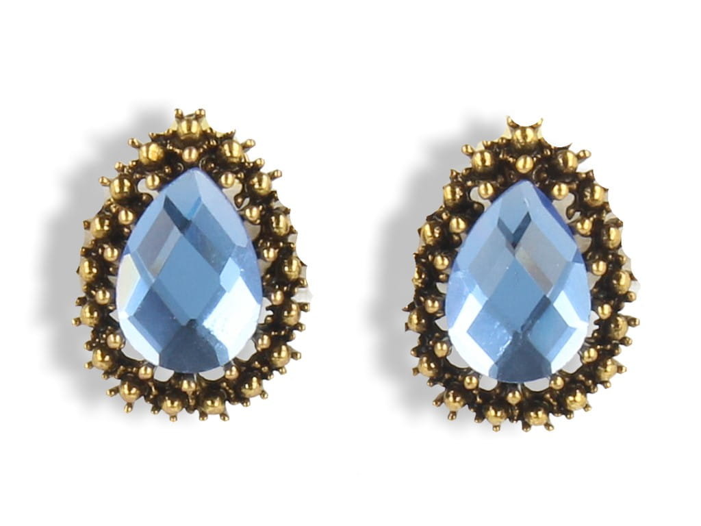 Klipsy do uszu złoto-niebieskien vintage