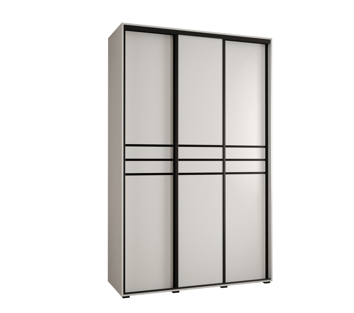 Szafa przesuwna wysoka Davos 10 150 gł. 45 biały + biały + czarny / Abiks Meble