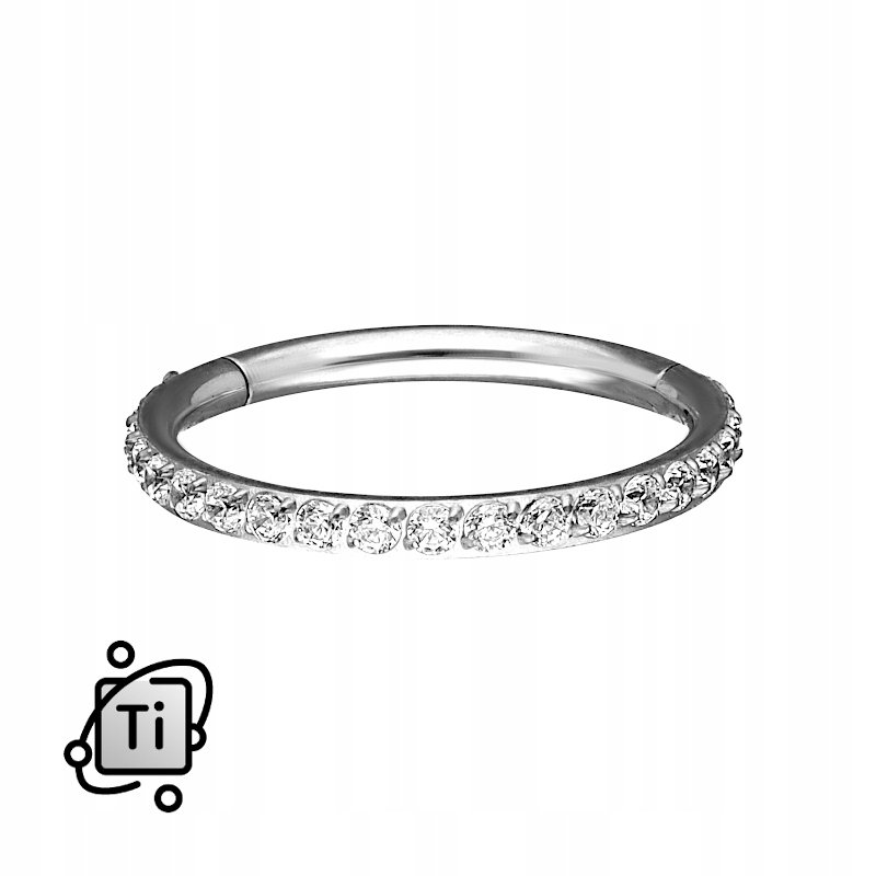 srebrny CLICKER TYTANOWY z cyrkoniami Crystal 1,2/8 mm