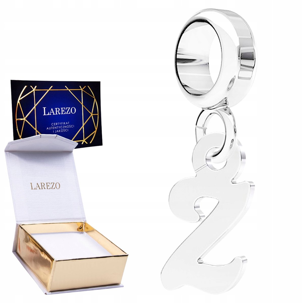 CHARMS SREBRNY Wiszący z Literą Literka Z Lśniący Znak Inicjał SREBRO 925