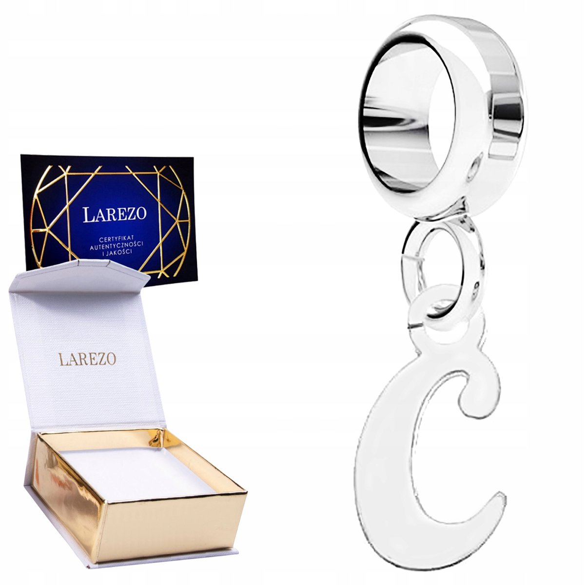 CHARMS SREBRNY Wiszący z Literą Literka C Lśniący Znak Inicjał SREBRO 925