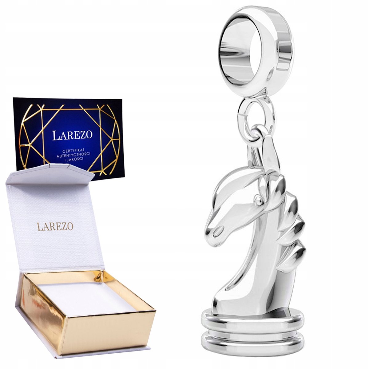 CHARMS SREBRNY Wiszący z Koniem Skoczek Figura Szachy Koń Głowa SREBRO 925