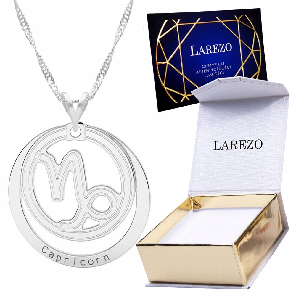 Naszyjnik Srebrny Łańcuszek 925 Znak Zodiaku Koziorożec Kółko Koło SREBRO