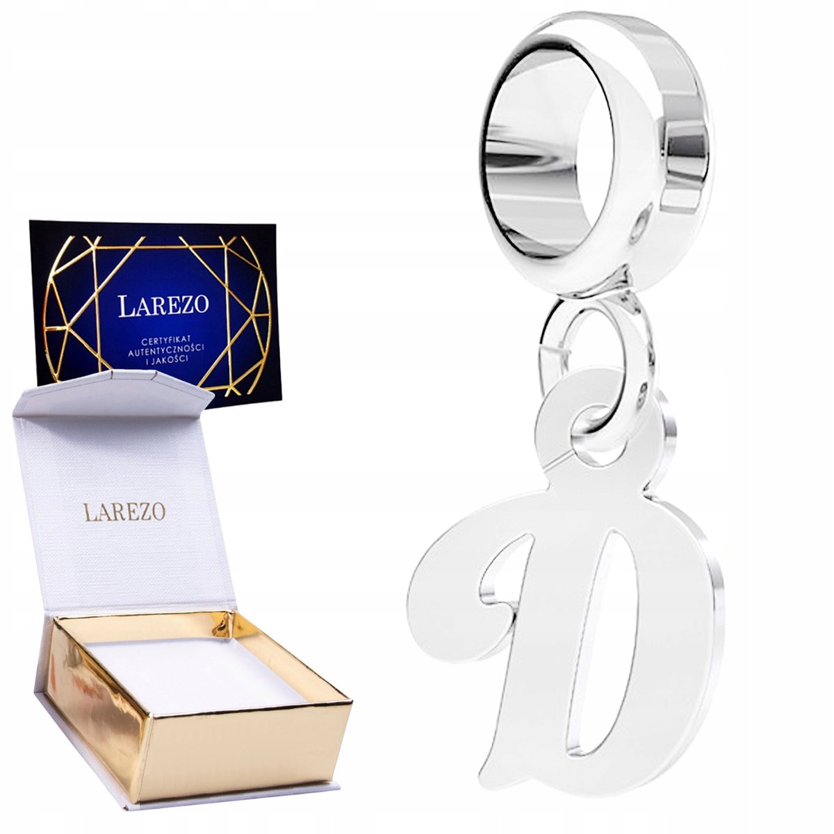 CHARMS SREBRNY Wiszący z Literą Literka D Lśniący Znak Inicjał SREBRO 925