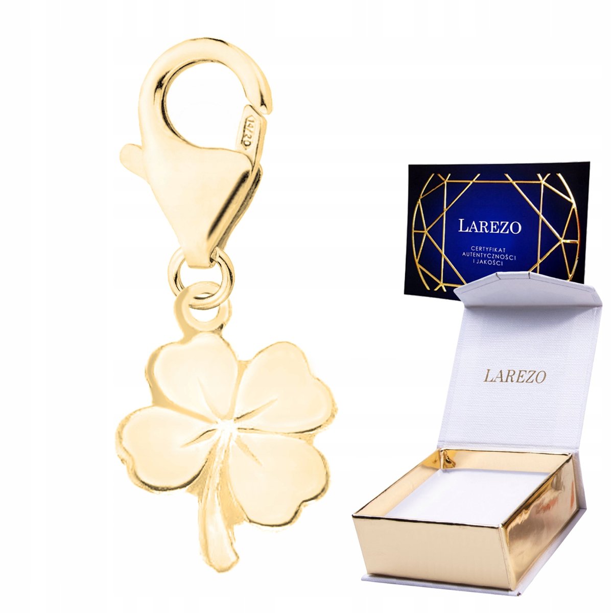 ZAWIESZKA ZŁOTA Wisząca Czterolistna Koniczyna Kwiatek Kwiat SREBRO 925