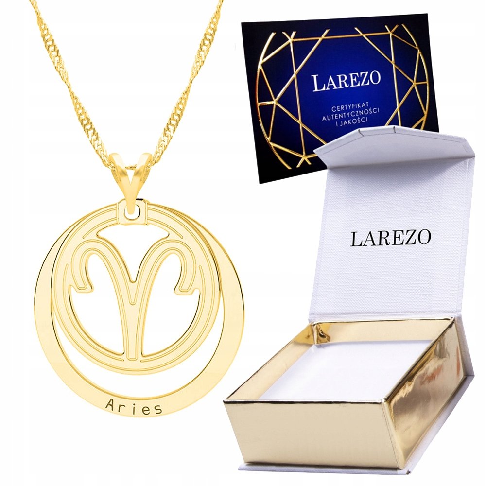 Złoty Naszyjnik 24K ze Znakiem Zodiaku Barana Znak Zodiaku Baran Aries