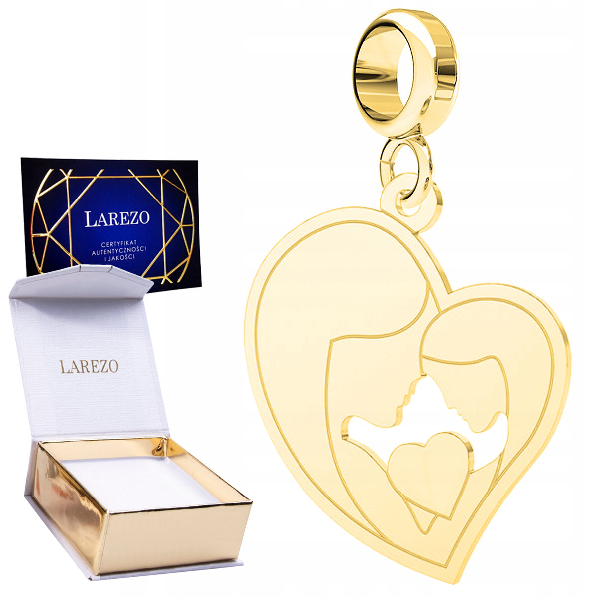 CHARMS ZŁOTY Matka z Dzieckiem Córka Serce Serduszko Family Love SREBRO 925