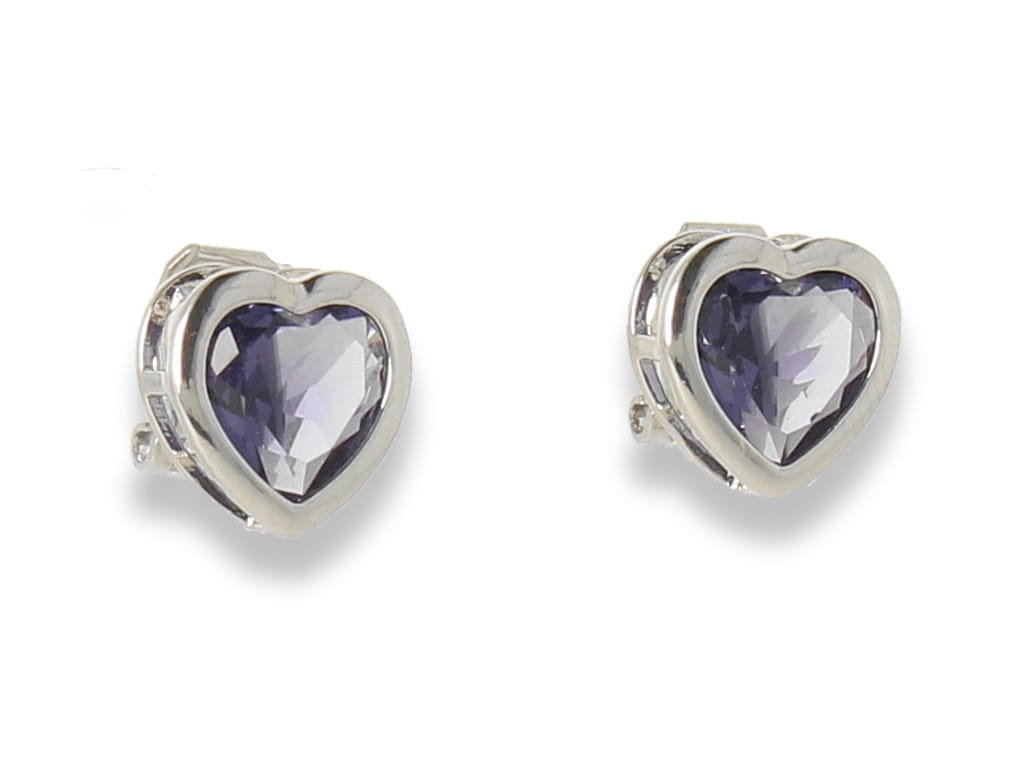 Klipsy do uszu srebrne serduszka grafitowe