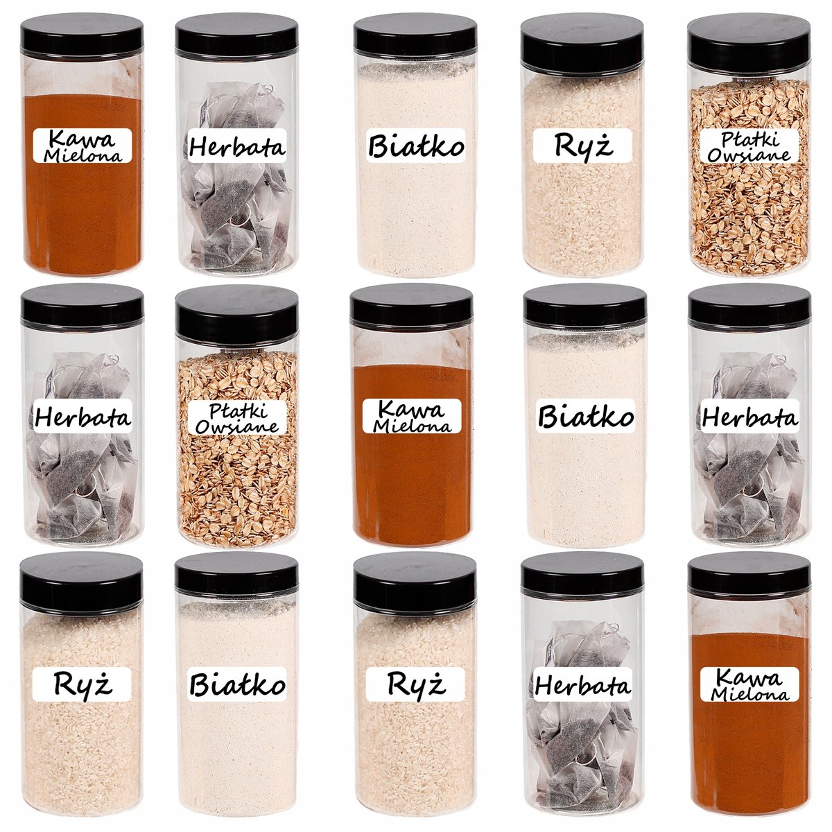 SŁOIK PLASTIKOWY 500ML POJEMNIK NA ŻYWNOŚĆ 15SZTUK + ETYKIETY