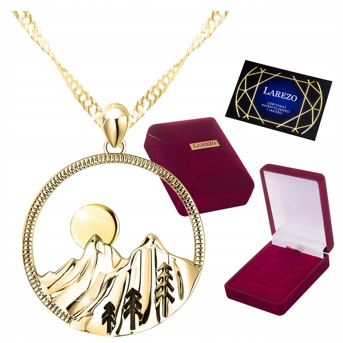 Złoty Naszyjnik 925 z Górami Tatrami Góry Tatry Polska Natura Słońce Góra