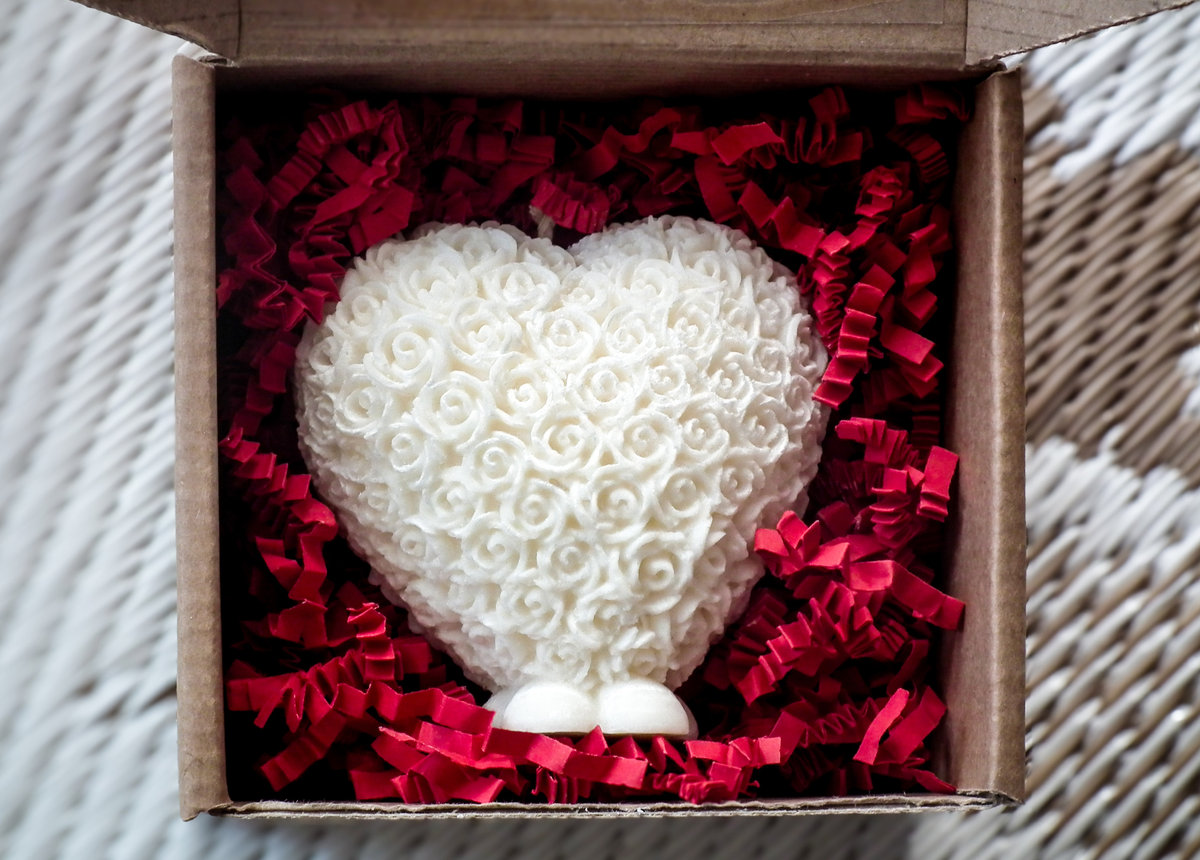 Serce różane świeca sojowa prezent dla kobiety/Sawarge Candles