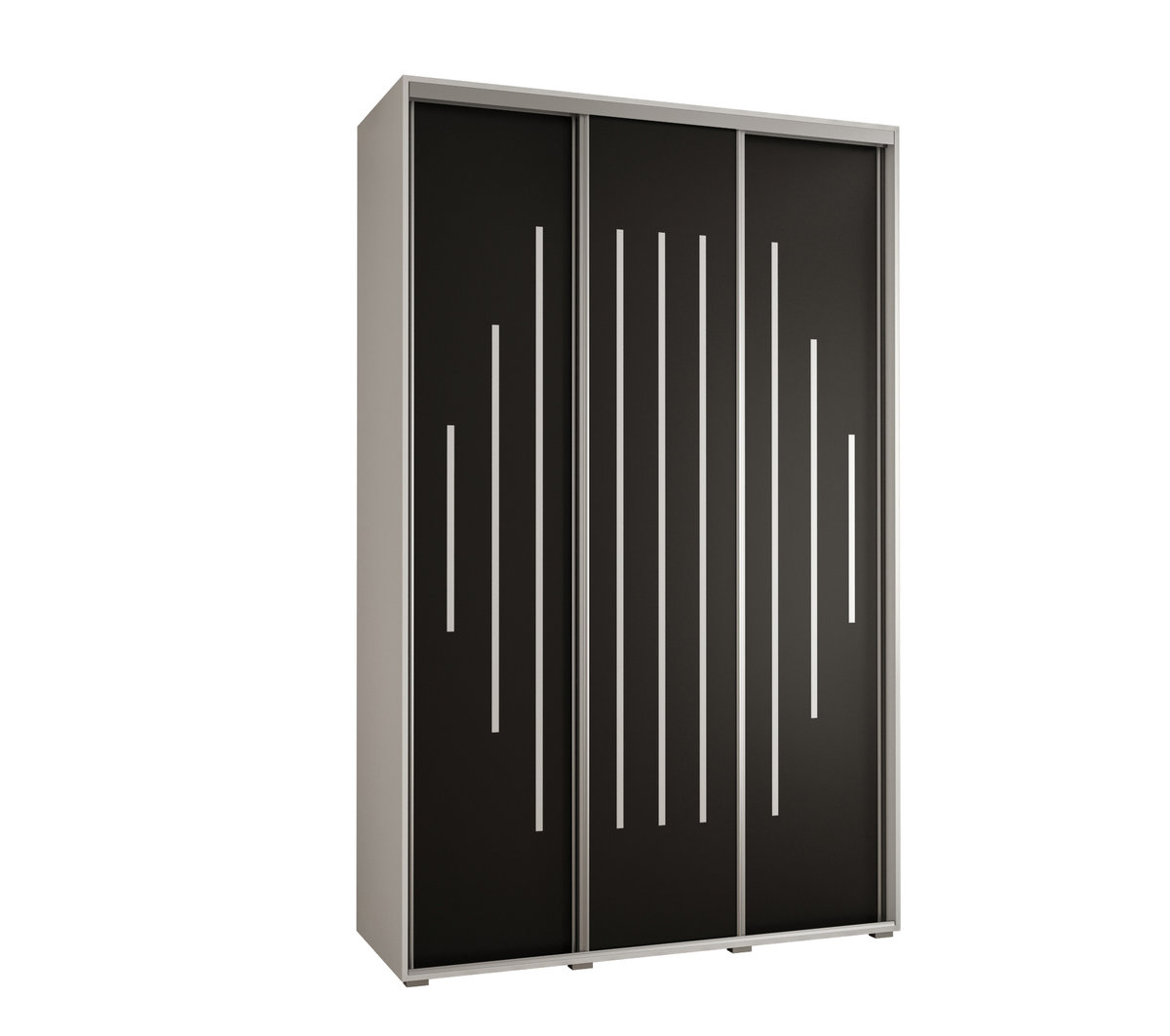 Szafa przesuwna wysoka Davos 12 150 gł. 45 biały + czarny + srebrny / Abiks Meble