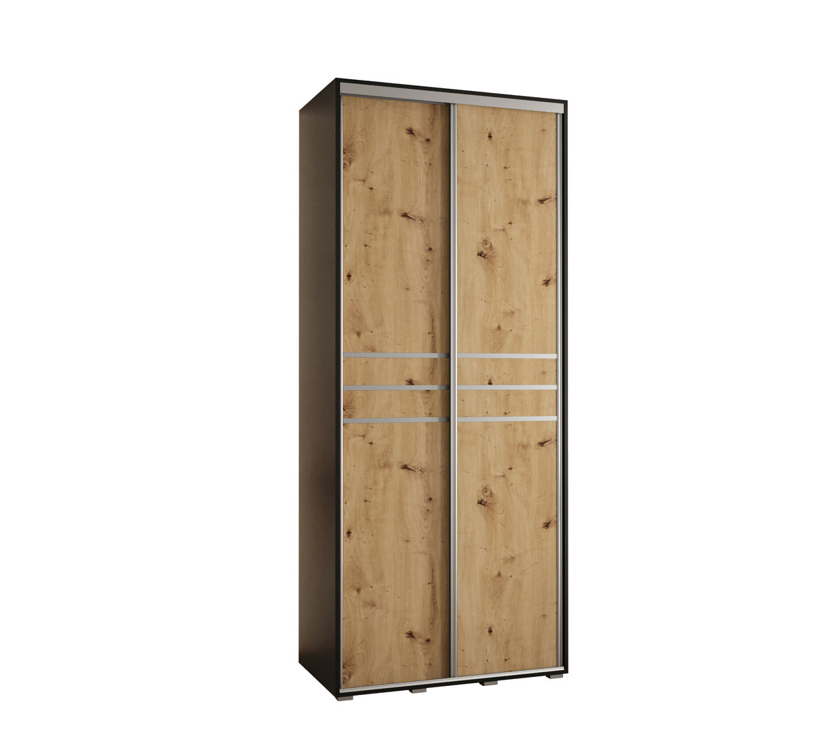 Szafa przesuwna wysoka Davos 10 110 gł. 45 czarny + artisan + srebrny / Abiks Meble