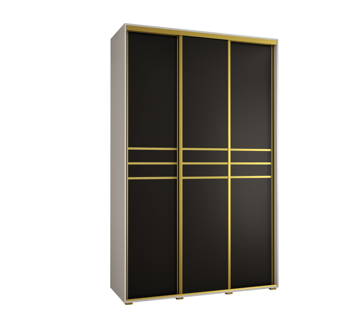 Szafa przesuwna wysoka Davos 10 150 gł. 45 biały + czarny + złoty / Abiks Meble