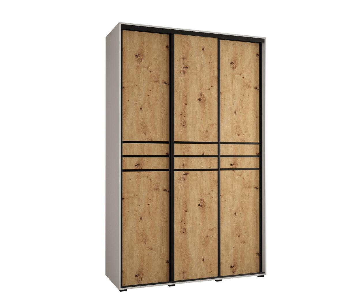 Szafa przesuwna wysoka Davos 10 160 gł. 60 biały + artisan + czarny