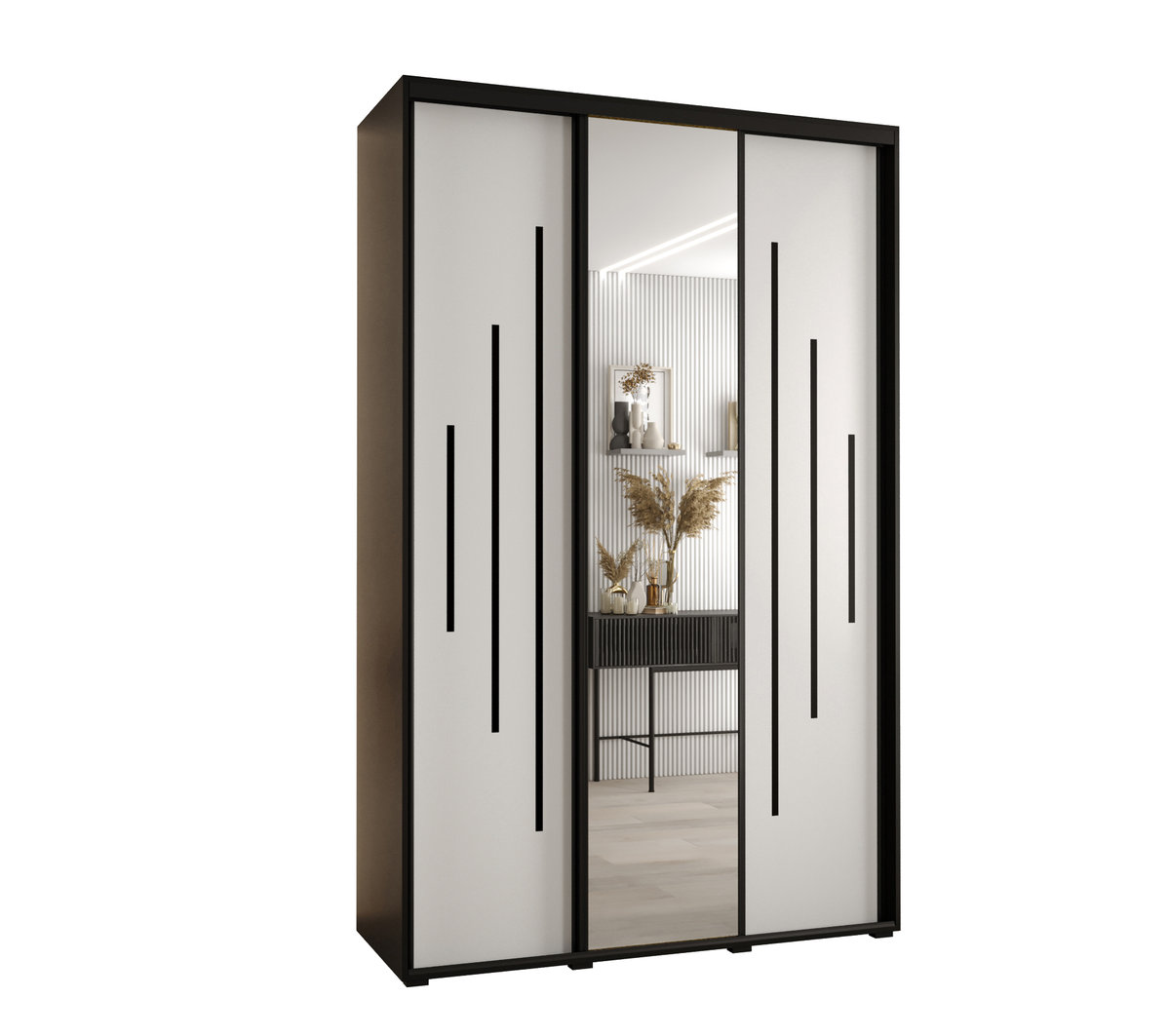 Szafa przesuwna wysoka Davos 13 160 gł. 45 czarny + biały + czarny