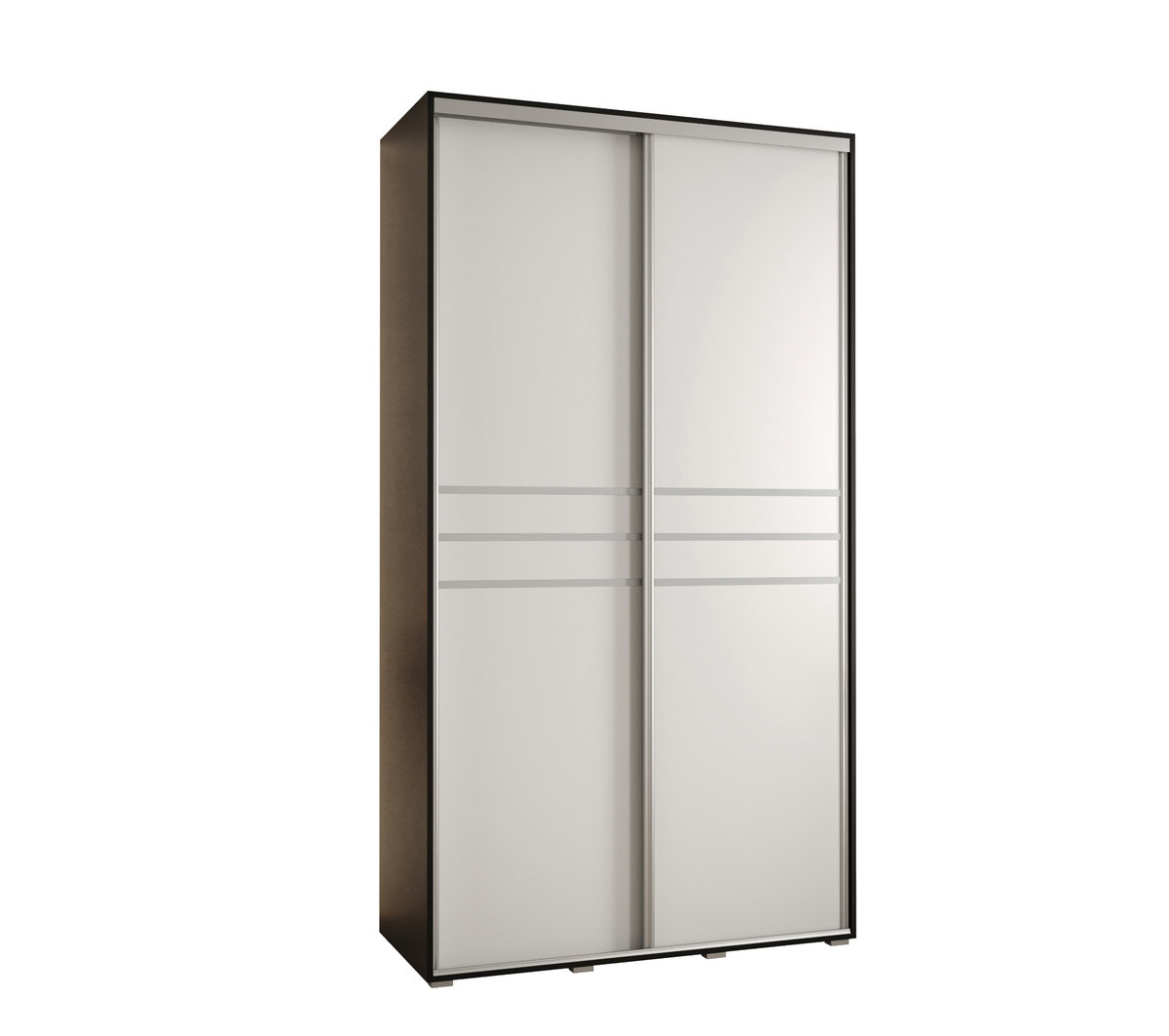 Szafa przesuwna wysoka Davos 10 130 gł. 45 czarny + biały + srebrny / Abiks Meble