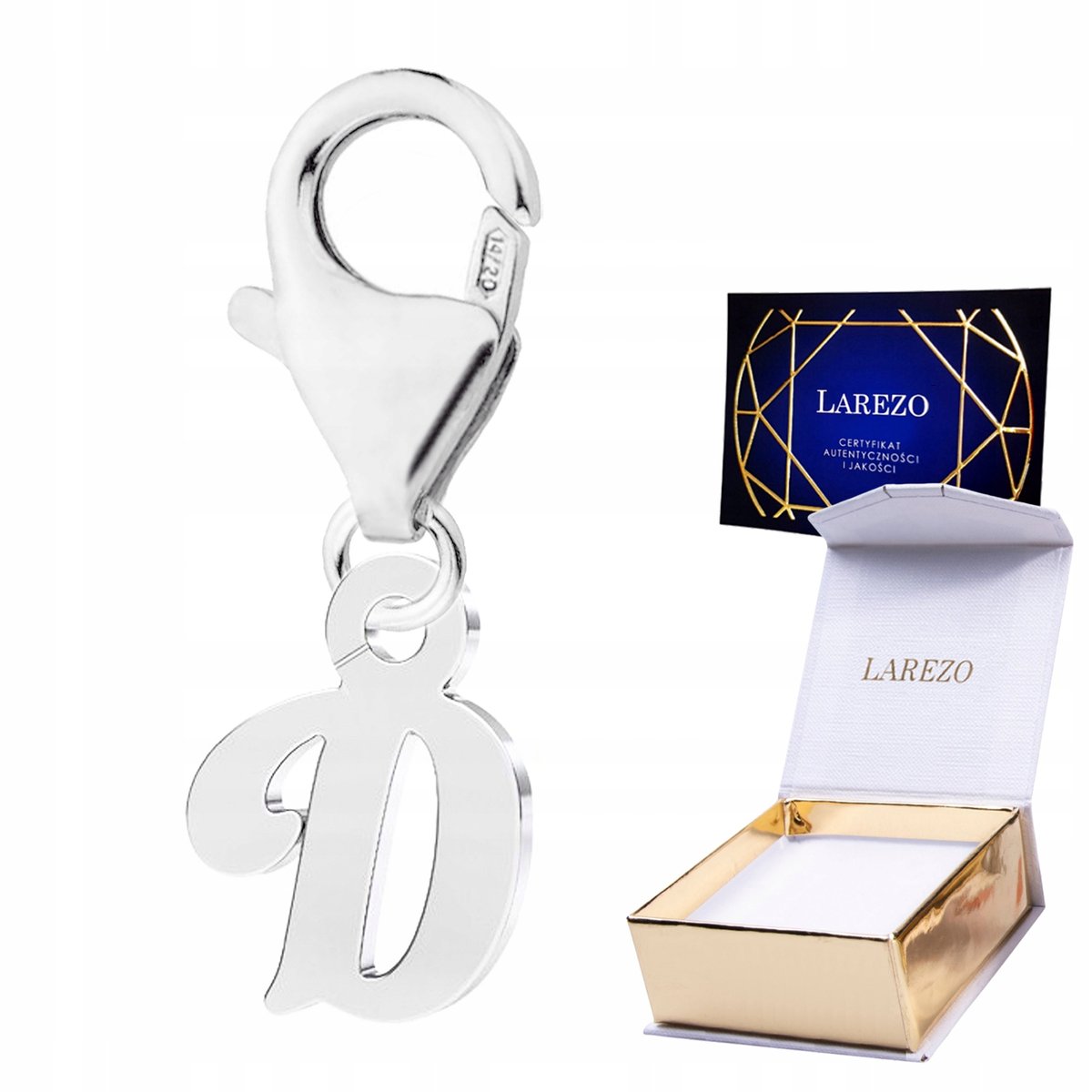 ZAWIESZKA SREBRNA Wisząca z Literą Literka D Inicjał Symbol Znak SREBRO 925