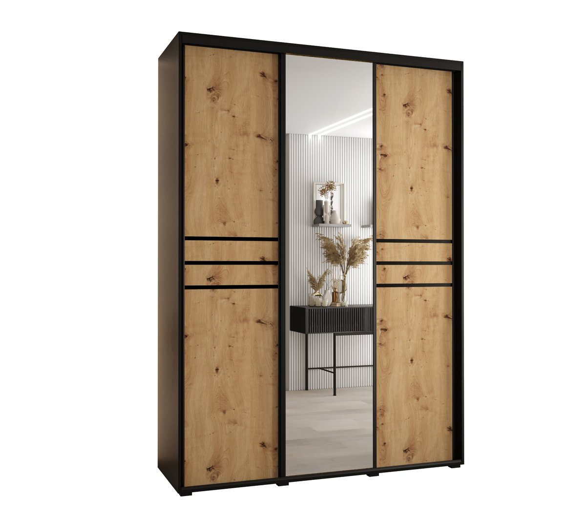 Szafa przesuwna wysoka Davos 11 170 gł. 45 czarny + artisan + czarny