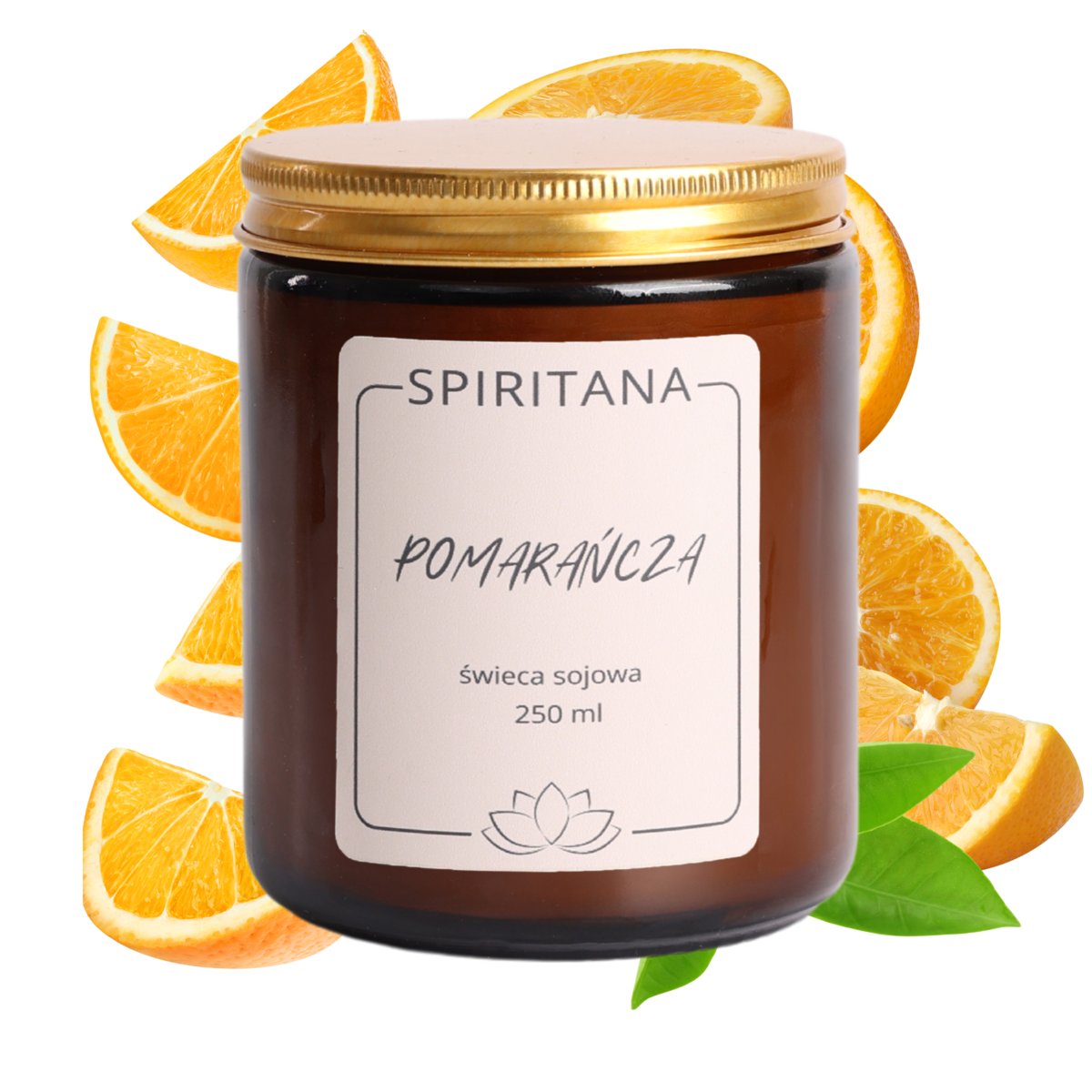 Świeca zapachowa POMARAŃCZA 250ml/55h świeca sojowa SPIRITANA
