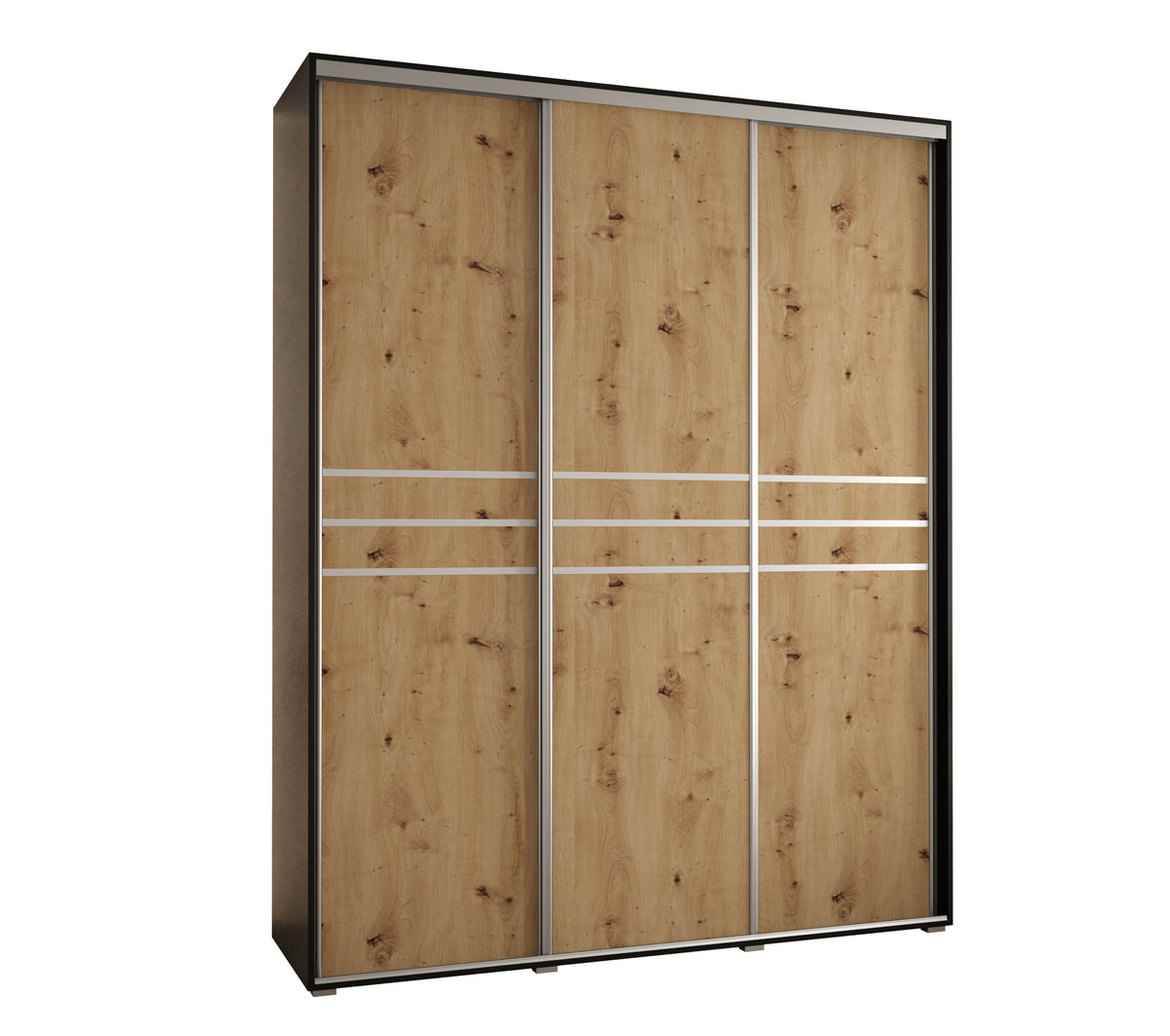 Szafa przesuwna wysoka Davos 10 190 gł. 60 czarny + artisan + srebrny