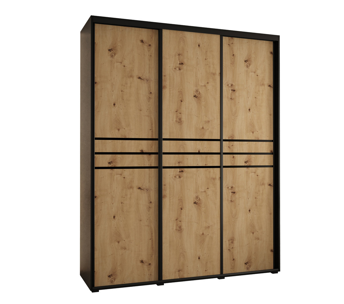 Szafa przesuwna wysoka Davos 10 200 gł. 60 czarny + artisan + czarny