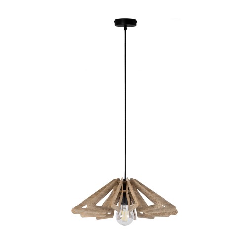 Spring D35 lampa wisząca 1xE27 czarna/dąb 40955