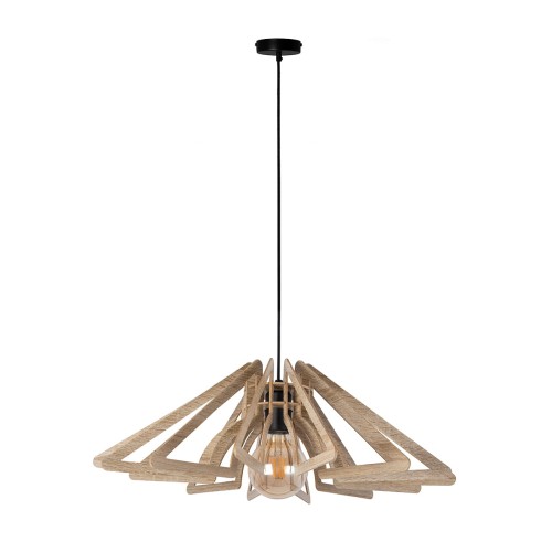 Spring D57 lampa wisząca 1xE27 czarna/dąb 40956