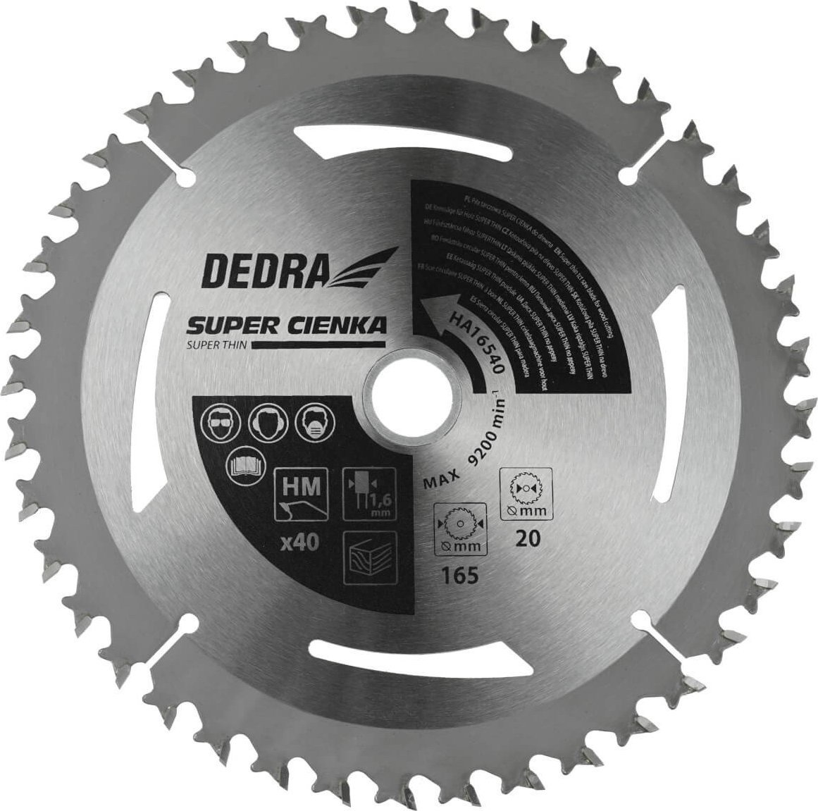 Dedra Piła tarczowa SUPER THIN do drewna 40z 165x16x1,1x1,6mm