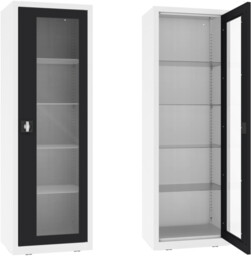 NSML.101.9010.9005 szafa lekarska 1-skrzydłowa 1-komorowa biało-czarna