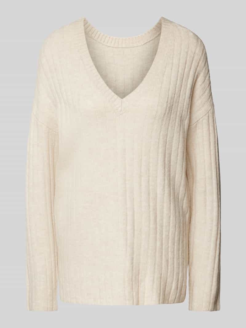 Sweter z dzianiny z dekoltem w serek model ‘MIRAZ’