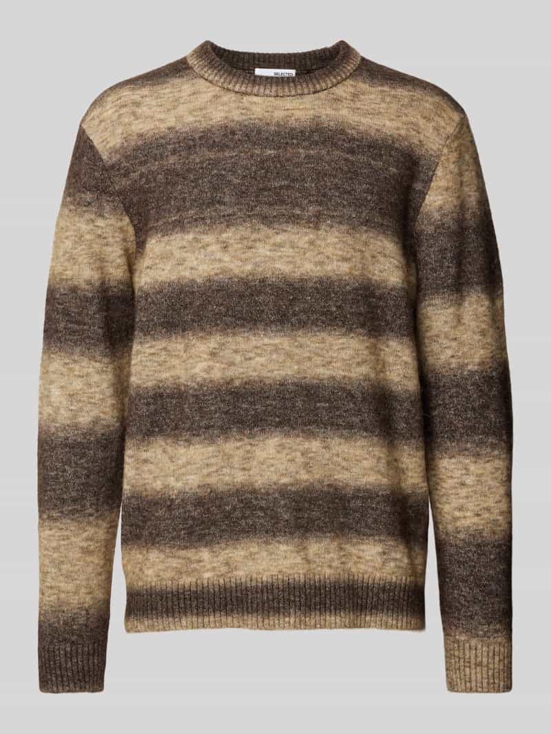 Sweter z dzianiny z prążkowanymi wykończeniami model ‘RAI’