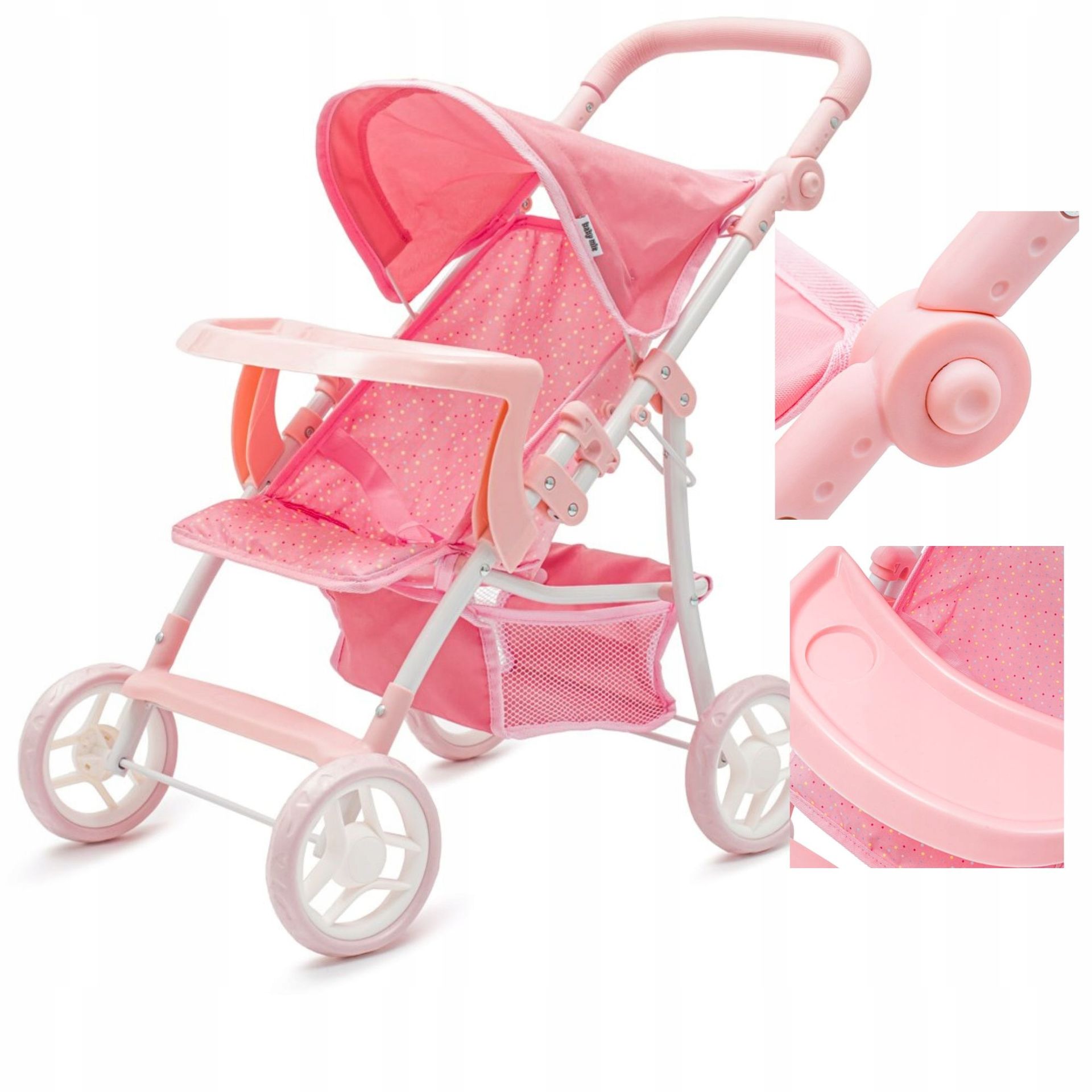 Wózek Spacerowy Spacerówka Dla Lalki Lalek Baby MIX Lana -regulowana Rączka