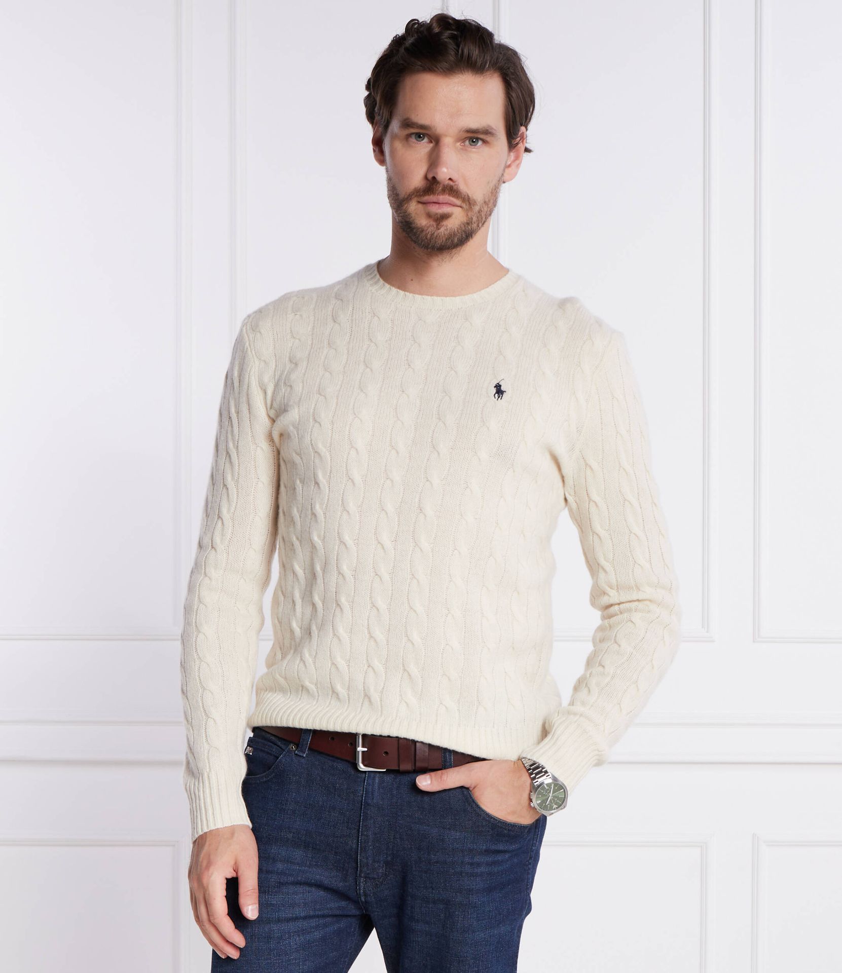 POLO RALPH LAUREN Wełniany sweter Slim Fit z dodatkiem kaszmiru