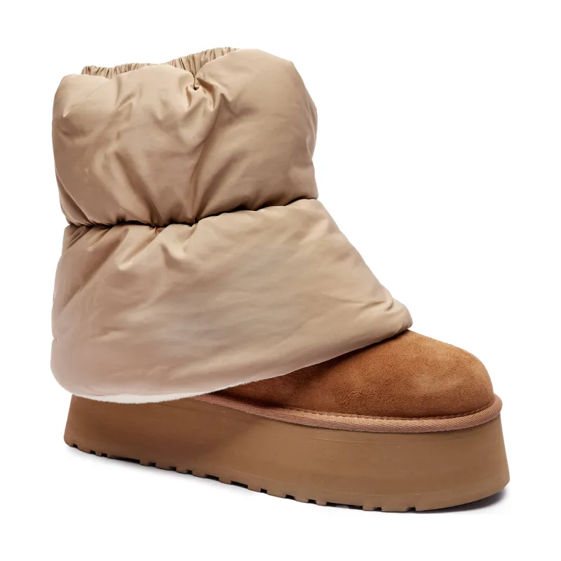UGG Skórzane śniegowce MINI DIPPER PUFFER z dodatkiem wełny