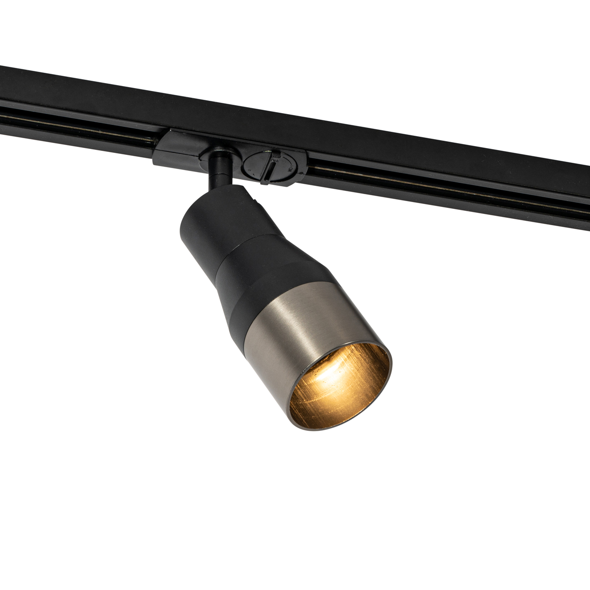 QAZQA Nowoczesny reflektor czarny z gunmetal do systemu szynowego 1-fazowego GU10 50mm - Iconic Kohua