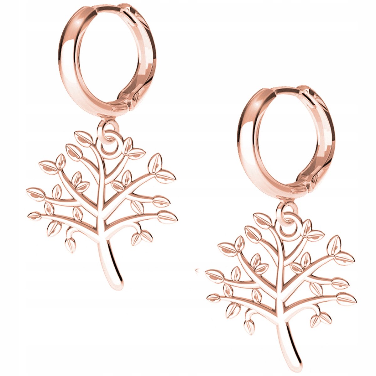 Kolczyki Drzewo Drzewko różowe złoto 925