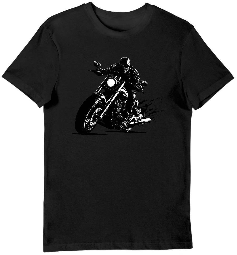 Koszulka męska motocyklista na czarnym motocyklu czarna L