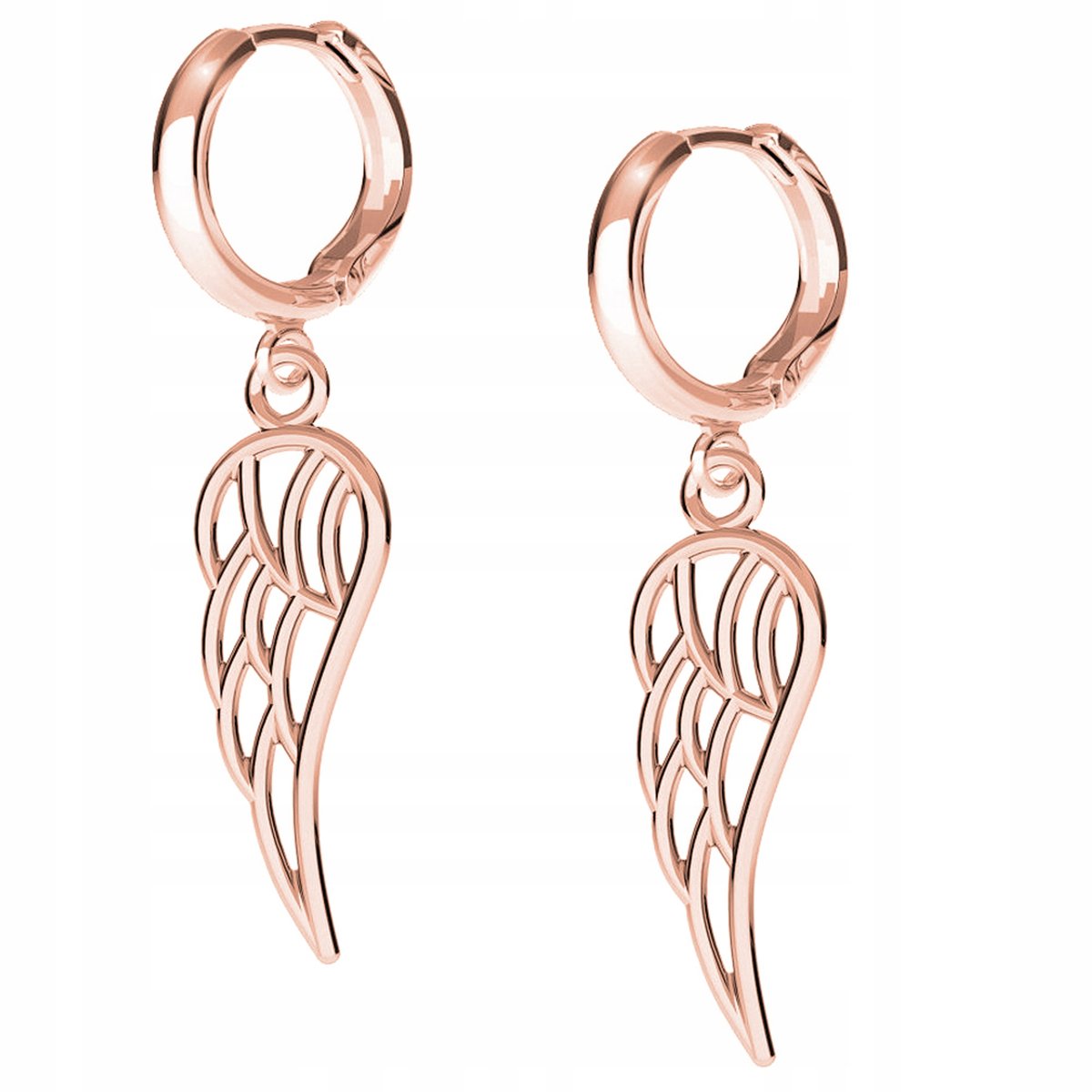 Kolczyki Skrzydło różowe złoto