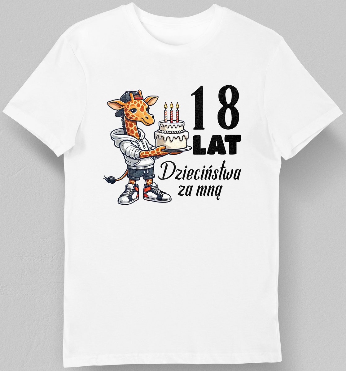 Koszulka męska 18 lat dzieciństwa za mną biała M