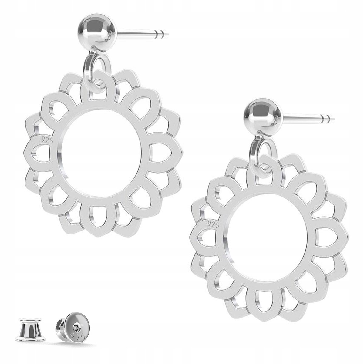 Kolczyki srebrne Rozeta Kwiat 925