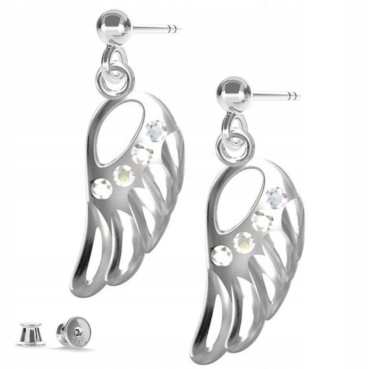 Kolczyki srebrne Skrzydło Wing 925