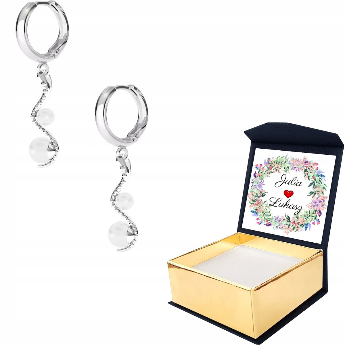 Kolczyki srebrne Wąż z Perłami Snake WŁASNY NADRUK