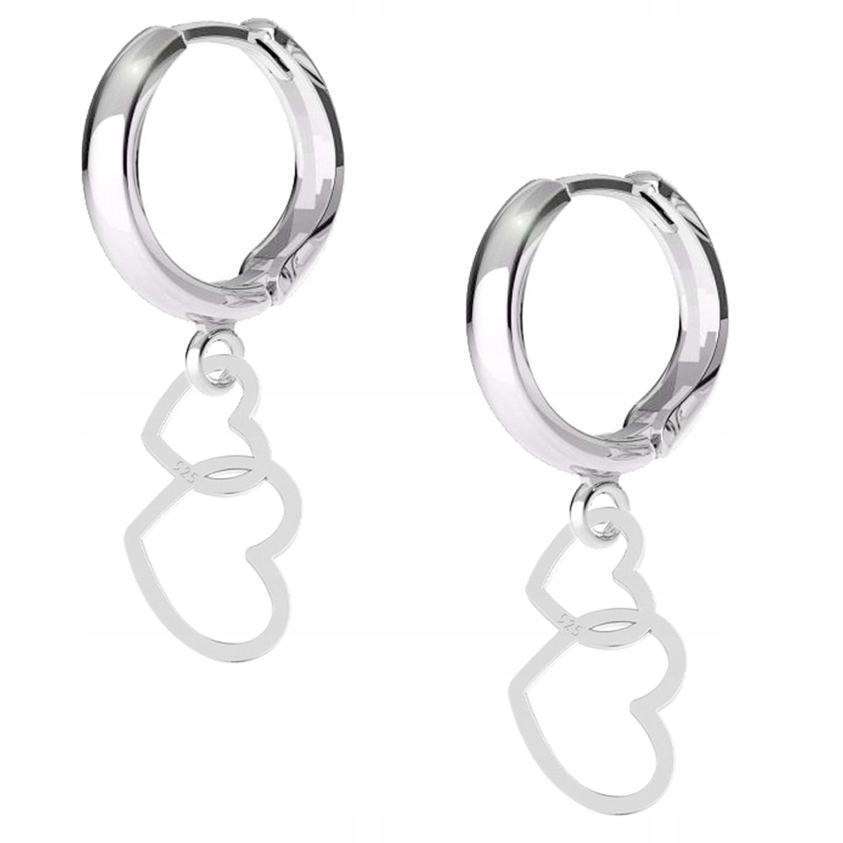 Kolczyki srebrne Dwa Serca 925